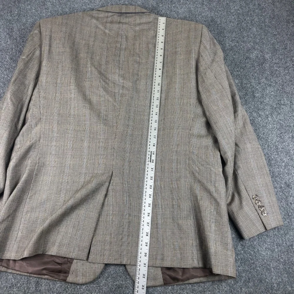 Jos. A.‎ Bank Blazer 48RG Brown Plaid Signature Collection 100% Wool Flaw Men's